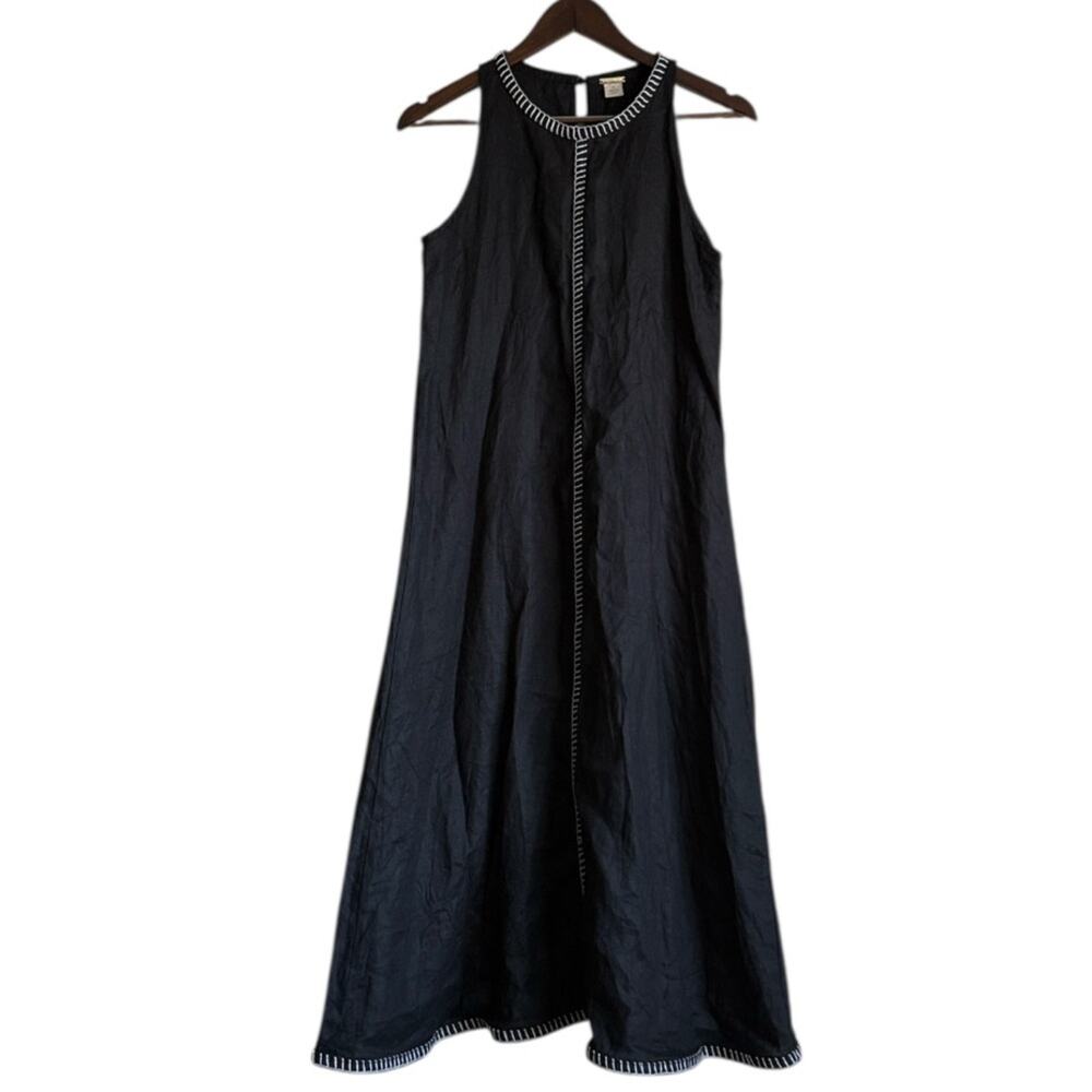 Magaschoni Black Linen Dress Sz 6 - Picture 2 of 5